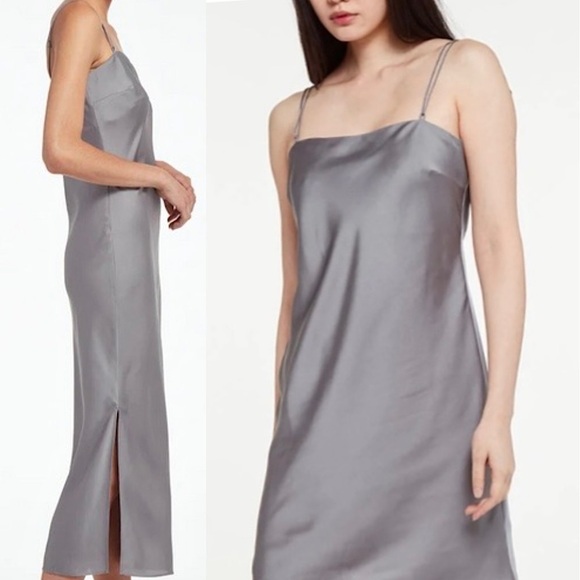 NWT APPARIS 90s Square Neck Recycled Vegan Silk Satin Bias Cut Slip Dress XL - Picture 4 of 11